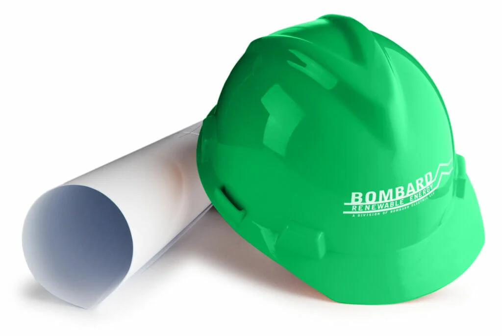 Hard hat and drawings
