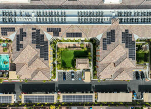 Aerial view of apartment solar project